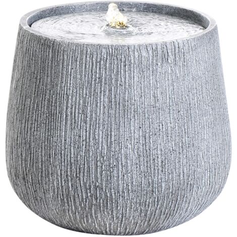 Fuente de agua LED para jardín exterior cascada enchufe resina gris Cascata