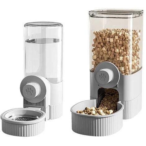 Fuente de agua para gatos, 2 unidades, dispensador automático de comida y agua para gatos, comedero colgante a prueba de fugas para todos los gatos.