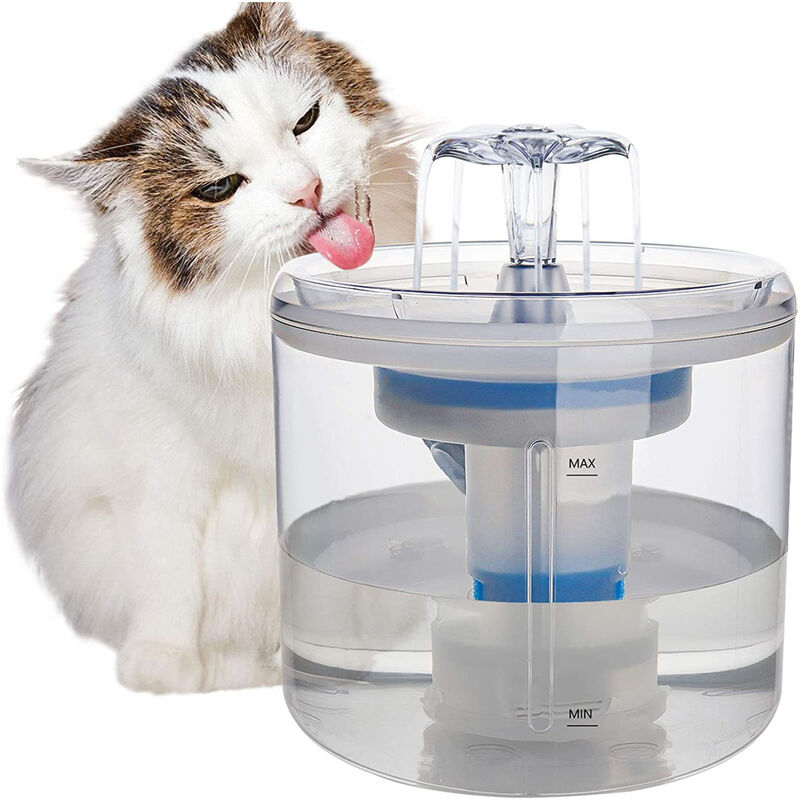 

Fuente de agua para gatos 2.6L / 88oz Fuente de agua para mascotas Dispensador de agua automatico transparente para gatos Bebida silenciosa para