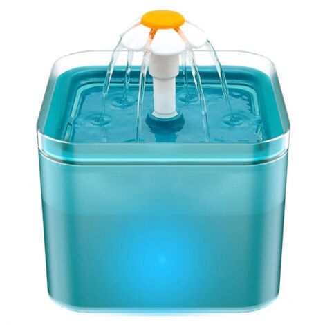 Fuente de agua para gatos, fuente de agua ultra silenciosa para gatos, fuente de agua con luz LED, 2 litros, filtración múltiple, proporciona agua corriente, tres modos de flujo de agua