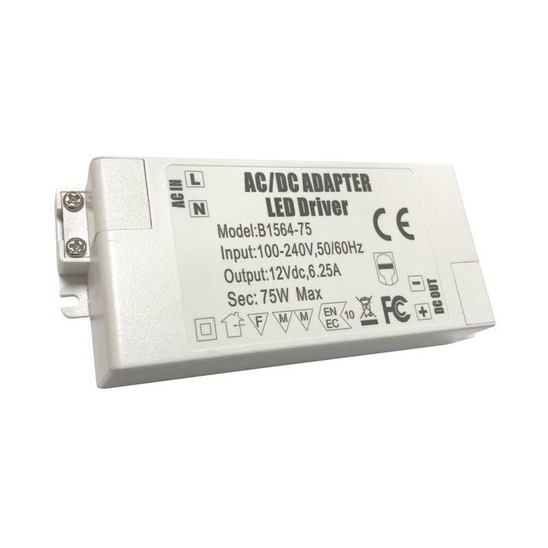 

Barcelona Led - Fuente de alimentación constante 12V DC 75W 6.25A 100-240V