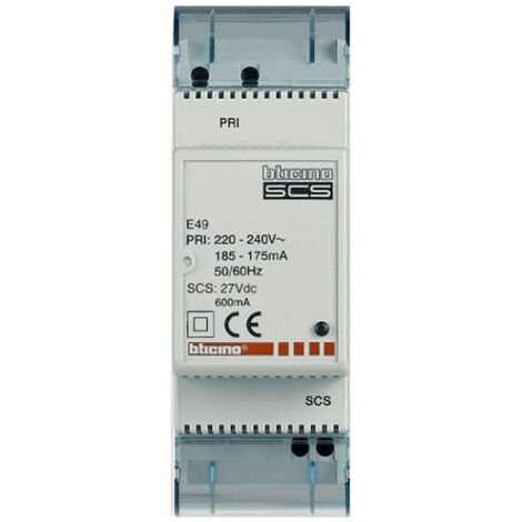 Fuente de alimentación Bticino My Home 230 Vac 27 Vdc 2 Módulos Din E49
