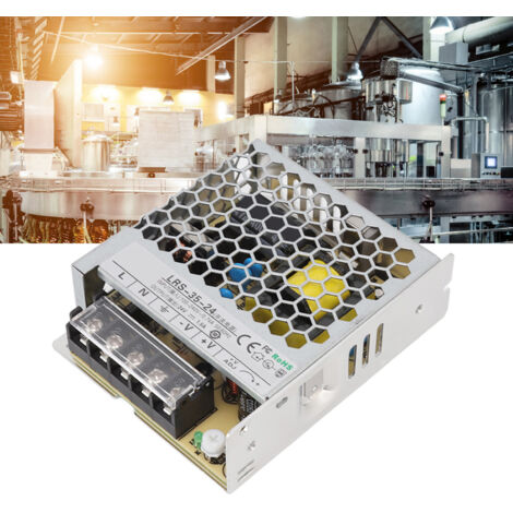 Fuente de alimentación conmutada universal RLS de 24 V, 35 W, 24 V, 1,5 A, carcasa de aluminio niquelado, 10 x 8,3 x 3,1 cm.