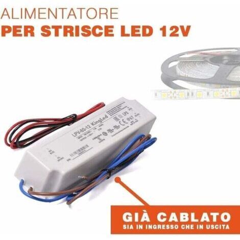 Fuente de alimentación de alta calidad, 12 V, 60 W, 5 A, resistente al agua IP67, apta para uso en exteriores. Modelo MeanWell LPV-60-12. Transformador para tiras LED de 12 V.