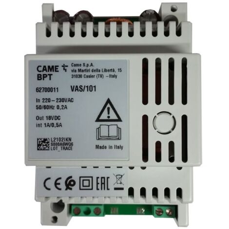 Fuente de alimentación de Intercomunicador BPT VAS/101 230V 4 Módulos DIN 62700011