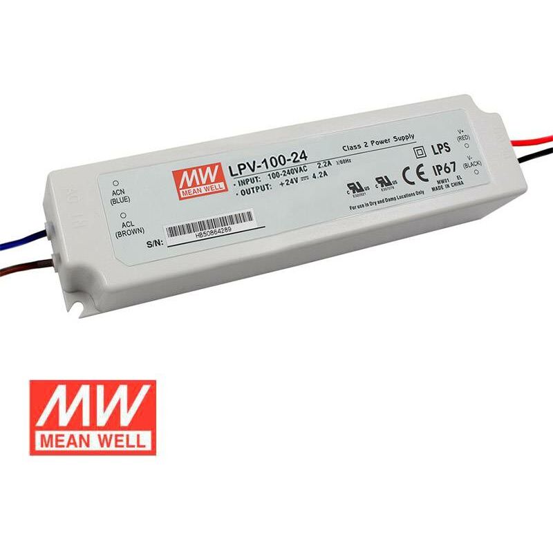 

Fuente de alimentación IP67, DC24V/100W/4,16A Mean Well LPV-100-24