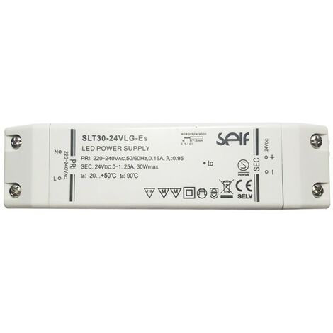 Fuente de alimentación LED Tecnel 30W 24V IP20 SLT30-24VLG-E