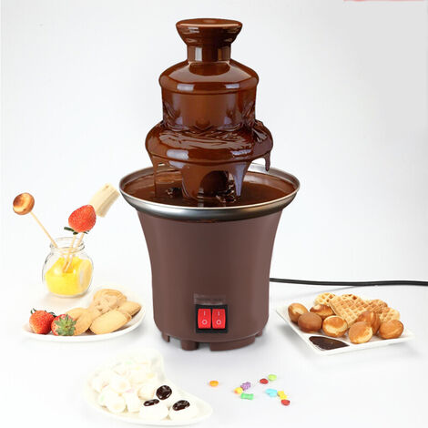 Fuente de Chocolate de 3 Niveles - Mini portáti l base de Acero Inoxidable | 45W 【Marrón】