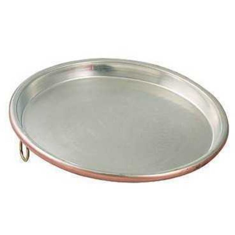 Fuente de cobre envejecido vigor pesado, redonda, borde de 3 cm, diámetro de 28 cm