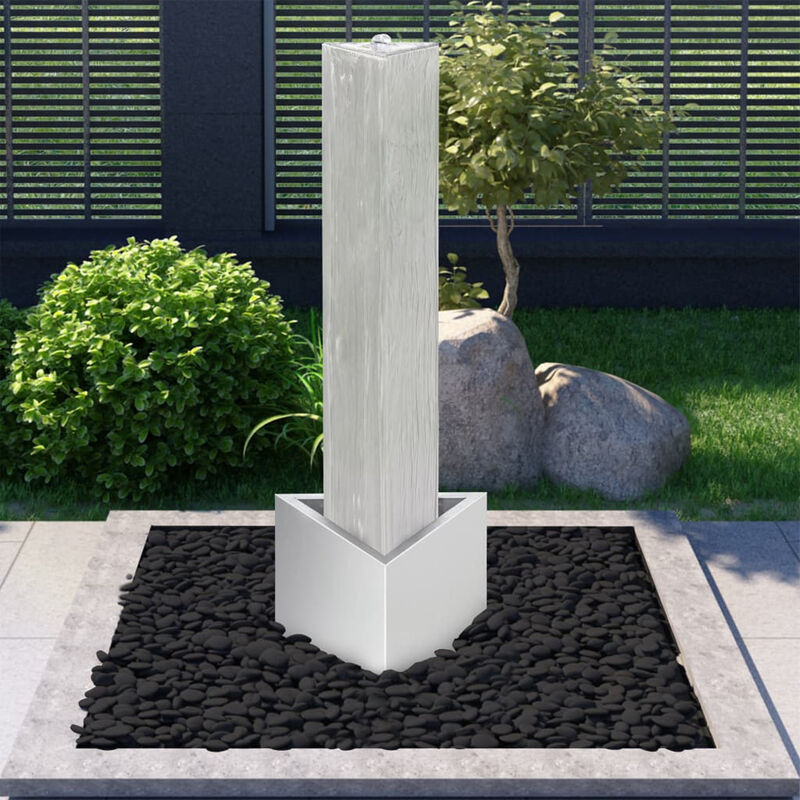 

Fuente de jardin de acero inoxidable plateado 37,7x32,6x110 cm