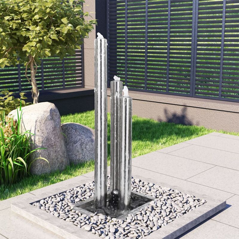 

Fuente de jardin de acero inoxidable plateado 48x34x123 cm