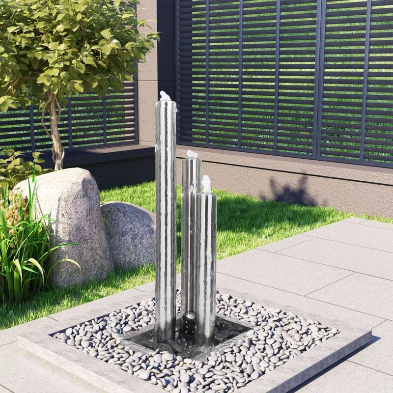 

Fuente de jardín de acero inoxidable plateado 48x34x88 cm