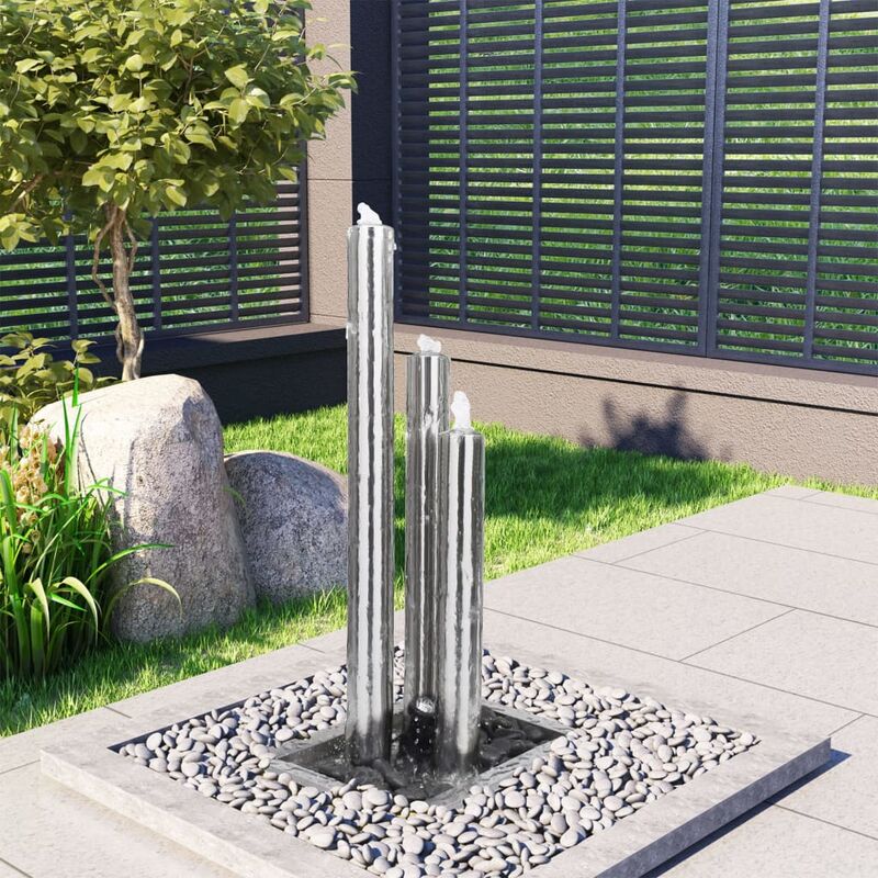 

Fuente de jardin de acero inoxidable plateado 48x34x88 cm