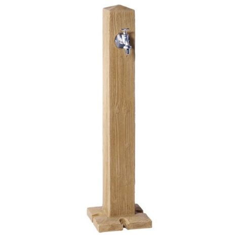 Fuente de Jardín Graf Woody Imitación Madera Natural con Grifo - Altura 100 cm, Estilo Rústico