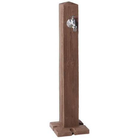 Fuente de Jardín Graf Woody Imitación Madera Oscura con Grifo - Altura 100 cm, Diseño Elegante