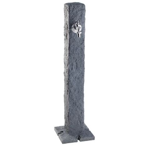 Fuente de Jardín Granito Oscuro Imitación Piedra + Grifo, Altura 100 cm, Decoración Exterior