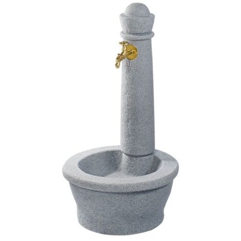 Fuente de Jardín Piedra Roma Gris Imitación Piedra Natural - Altura 100 cm, Ancho 54 cm, Fondo 54 cm