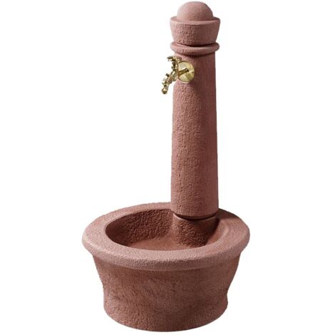 Fuente de Jardín Piedra Roma Rojizo Imitación Piedra Natural - Altura 100 cm, Ancho 54 cm, Fondo 58 cm