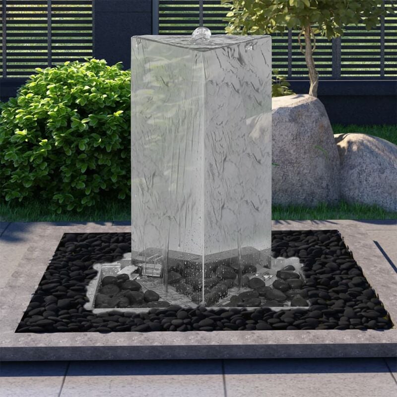 

Vidaxl - Fuente de jardín triangular con bomba acero inoxidable 76 cm - Plateado