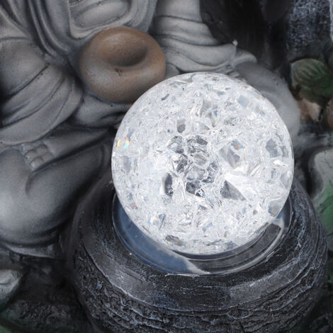 Fuente de mesa con estatua de Buda Zen de resina e iluminación LED, elegante decoración para salón o dormitorio, 26,5 cm, enchufe europeo de 220 V.