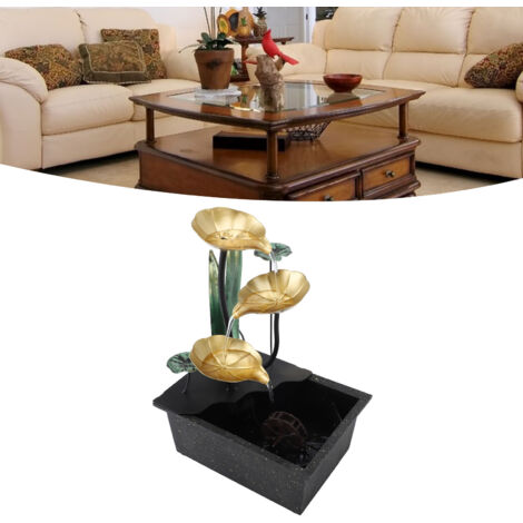 Fuente de mesa USB silenciosa de hierro con iluminación LED para la sala de estar, con agua circulante decorativa.