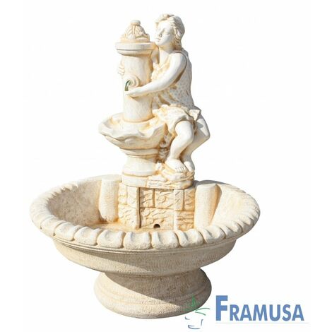 FUENTE DE PIEDRA ARTIFICIAL AFRODITA OCRE CON BOMBA PARA JARDIN