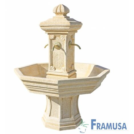 FUENTE DE PIEDRA ARTIFICIAL CENTRAL ADONIS OCRE CON BOMBA PARA JARDIN