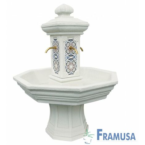 FUENTE DE PIEDRA ARTIFICIAL CENTRAL ADONIS SNOW MARFIL CON BOMBA PARA JARDIN