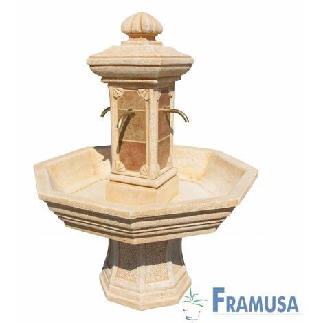 FUENTE DE PIEDRA ARTIFICIAL CENTRAL ADONIS TOSTADO OCRE CON BOMBA PARA JARDIN