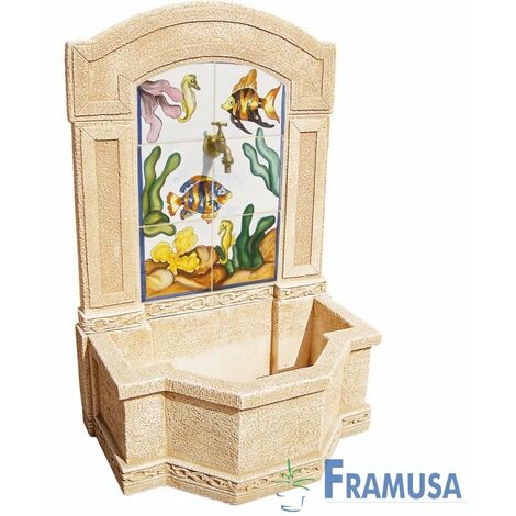 FUENTE DE PIEDRA ARTIFICIAL MURAL DE PARED ARCADIA ACUARIUS OCRE PARA JARDIN