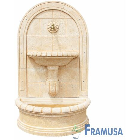 FUENTE DE PIEDRA ARTIFICIAL MURAL DE PARED BALUMA OCRE CON BOMBA PARA JARDIN