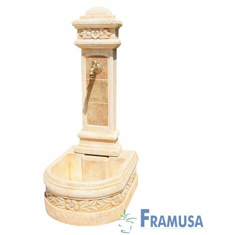 FUENTE DE PIEDRA ARTIFICIAL MURAL DE PARED MILETO TOSTADO OCRE PARA JARDIN