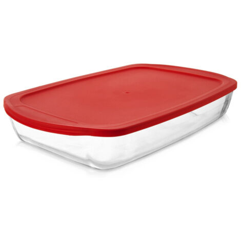 Fuente de vidrio apta para horno con tapa, 39 x 24 x 7 cm, 3,7 l