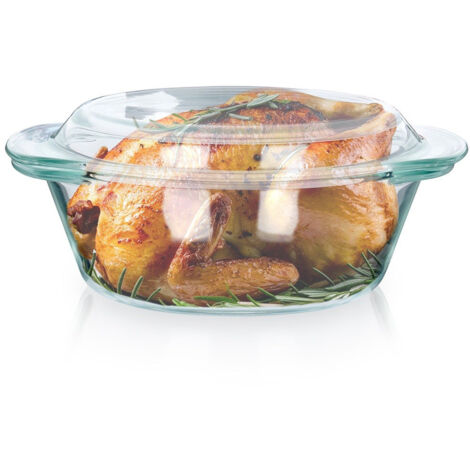Fuente de vidrio para horno, apta para hornear, asar, 1,27 l