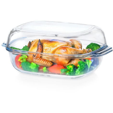 Fuente de vidrio para horno, apta para hornear, asar, 5,7 l