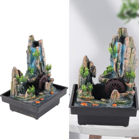 Fuente decorativa de mesa de resina con función de cascada y chorro de agua – ideal para la oficina o el hogar – enchufe estadounidense de 110 V