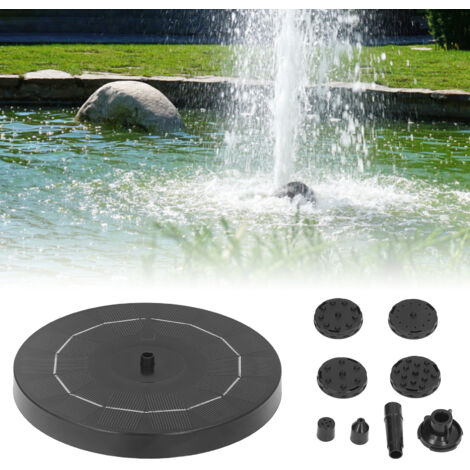 [Fuente flotante con energía solar] Fuente flotante con panel solar ABS de 7 V y 2,5 W con 8 chorros para estanques, parques acuáticos, jardines y piscinas.