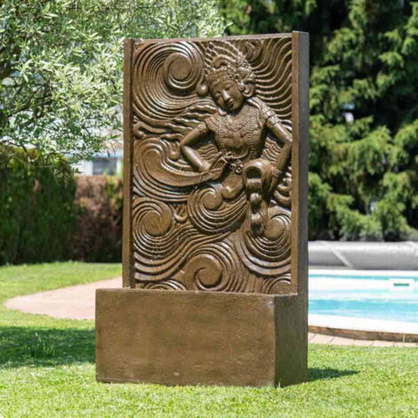 Fuente grande de jardín pared de agua diosa balinesa marrón 150 cm
