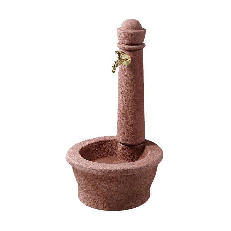 

Fuente jardin robusta imitación piedra natural rojiza