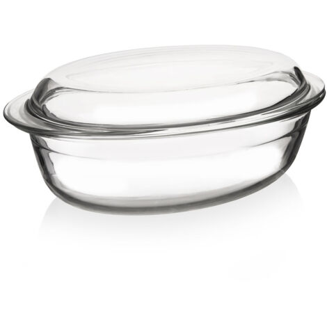 Fuente ovalada de cristal apta para horno con tapa para hornear y gratinar