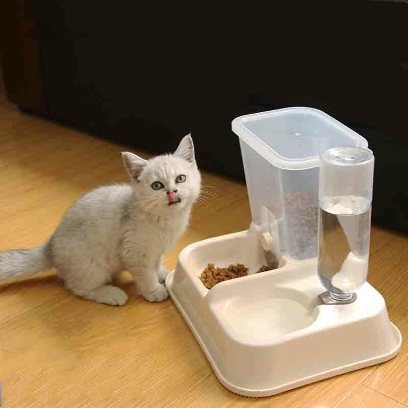 

Fuente para beber y comida para gatos dos en uno - Blanco roto