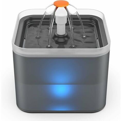 Fuente para Gatos, Bebedero Automático para Perros y Gatos, Fuente de Agua Ultra Silenciosa con Filtro de Carbón Activado y Bomba de Agua, 2 L, Gris