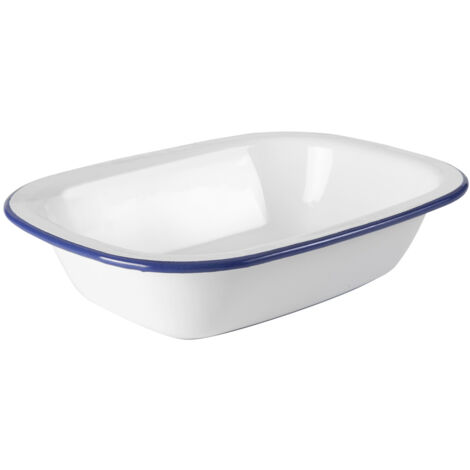 Fuente rectangular honda de acero esmaltado vitrificado largo 22cm. (Ibili 905022)