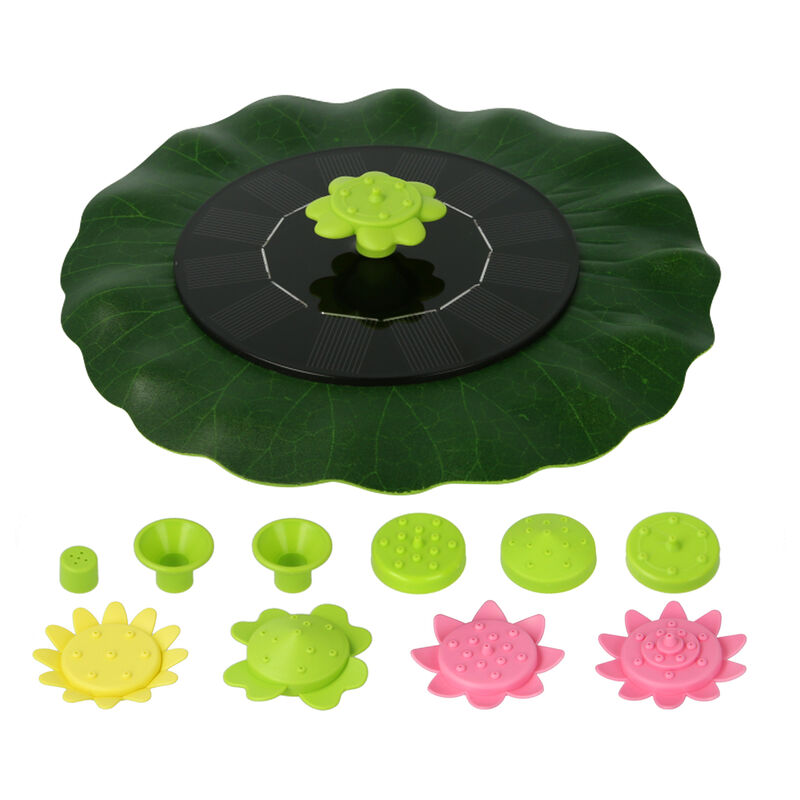 

Fuente solar de 6V 1W Fuentes flotantes con forma de hoja de loto, con boquillas tipo flor