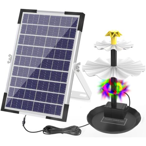 Fuente solar de emergencia a pilas con luz LED de 3 niveles para bebedero de pájaros, bomba de agua, jardín, estanque, piscina, decoración exterior 6W