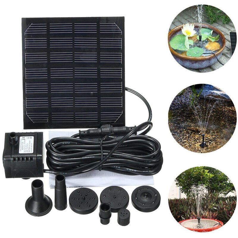 

Fuente de bomba de agua solar de 7V 1.5W, fuente solar, fuente flotante en miniatura para jardin, fuente al aire libre