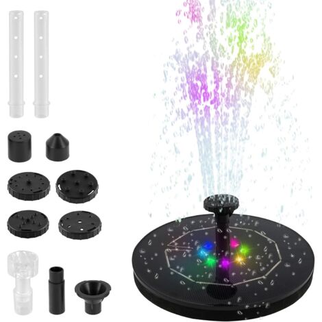 Fuente solar exterior mejorada con bomba solar para estanque, que incluye 8 efectos de chorro, una fuente solar flotante para exteriores con siete cambios de color y una bomba.