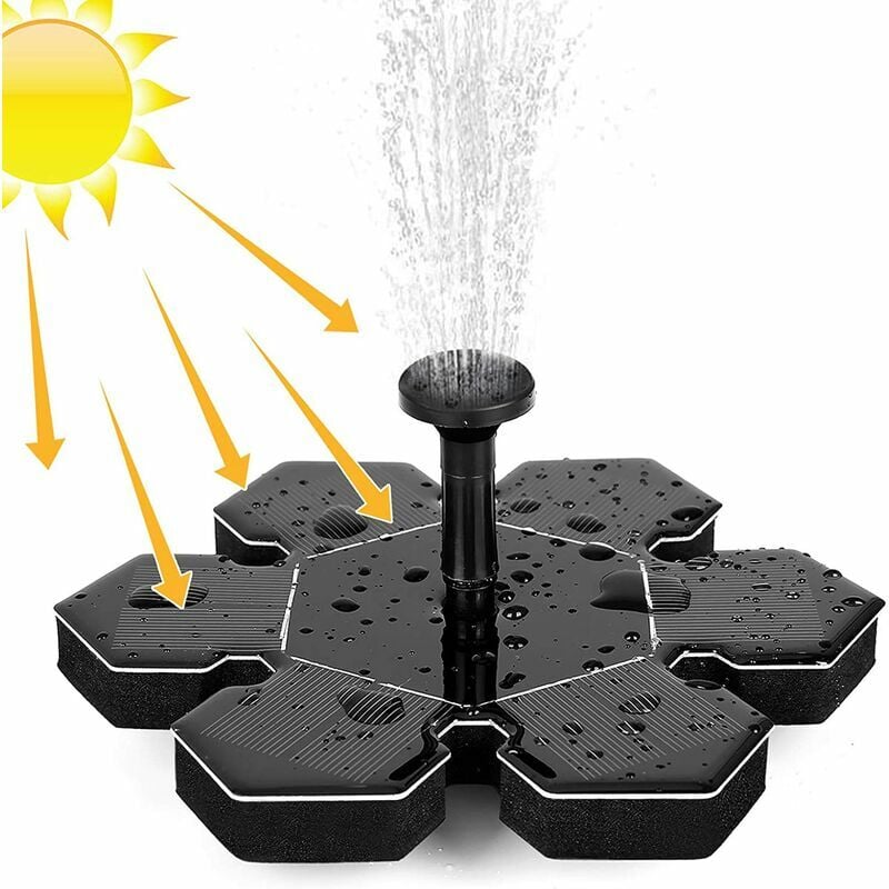 Qersta - Fuente solar para exteriores de 1,5 w, bomba de agua solar, bomba solar para estanque con batería y 4 boquillas, bomba solar para fuente,