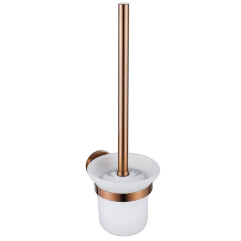 FugaFlow Eccelente Ensemble accessoires WC 3 pièces - porte-rouleau sans clapet - brosse WC - crochet à serviette simple rond - Cuivre brossé PVD