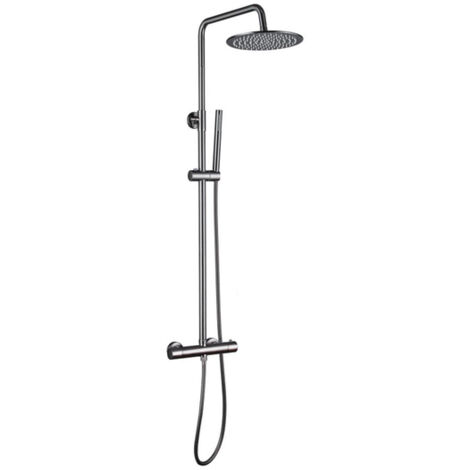 FugaFlow Eccelente Sobrado Douche pluie pommeau 21.8cm avec robinet thermostatique et douchette stick Gun metal PVD